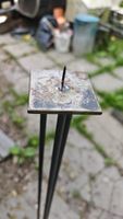 Vintage Kerzenständer, Metall, schwarz, 3-Bein, Top!