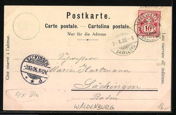 Cartes postales: AK Waldenburg, Gasthof, Kellenberg, 1906 – D'occasion à Berlin par bartko-reher 1