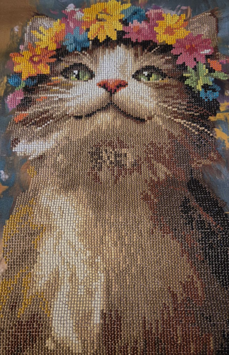 Dipinti: Chat diamond painting terminé - "Chat aux fleurs" - Déco mur – Usato da Mühleberg venduto da jix_fy98