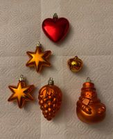 6 Weihnachtsbaumkugeln orange gemischte Formen