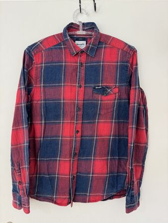Wrangler Indigo Hemd kariert rot blau Slim Fit Grösse M