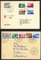1953/55: zwei Pro Patria FDC, nach New York und nach Zürich