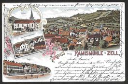 Rämismühle - Zell farbige Lithografie 4 Bilder