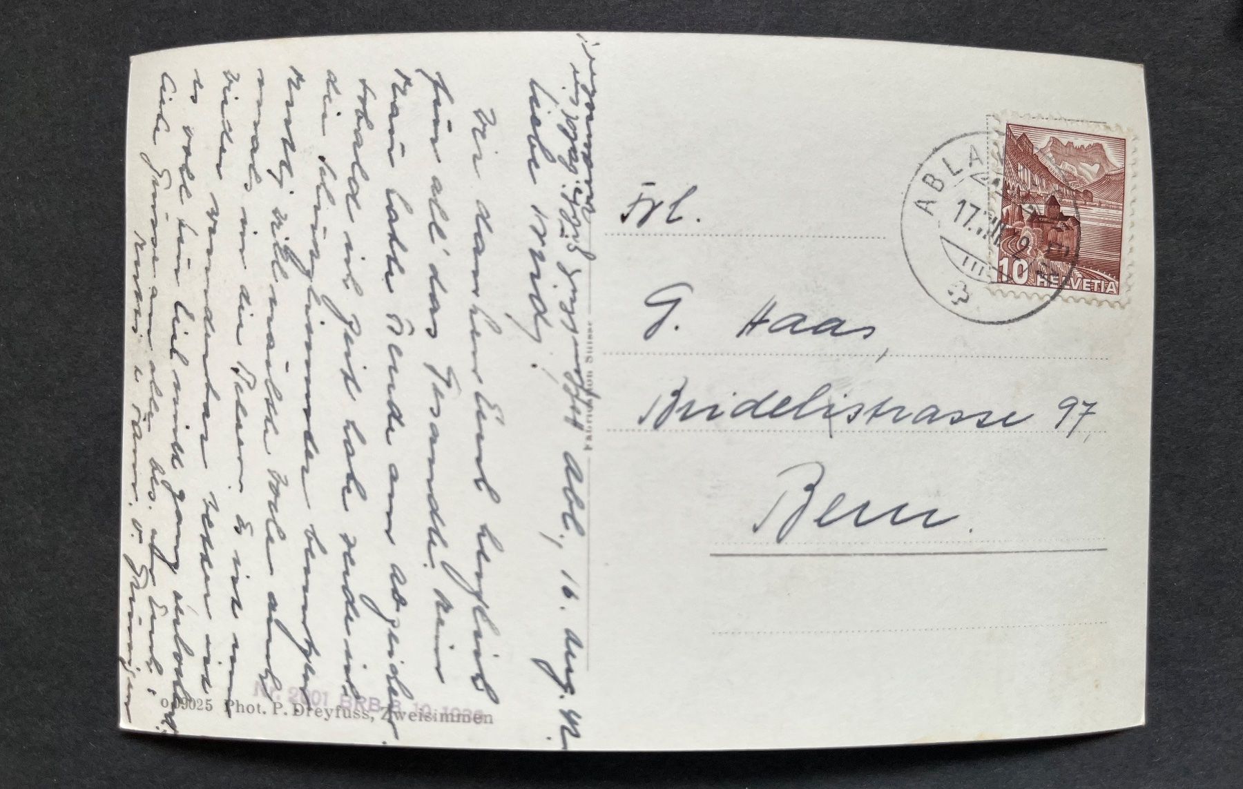 Ansichtskarten: Abländschen mit Gastlosen/ ca. 1940 – Gebraucht aus Ostermundigen von DaxKarten-75 1