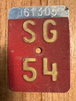 SG 54 - VELONUMMER - FAHRRADSCHILD - PLAQUE DE VELO - SG 54