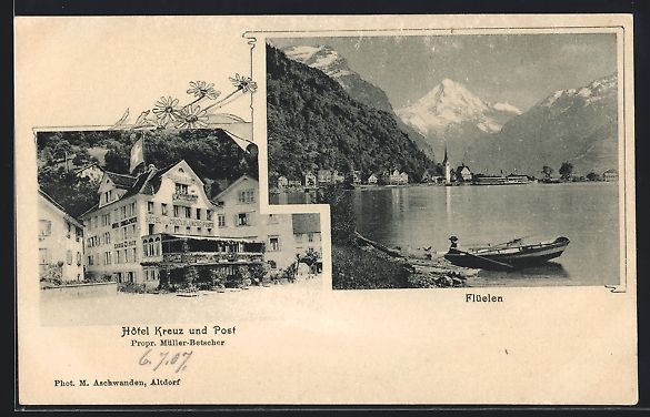 Cartoline postali: AK Flüelen, Hotel Kreuz und Post – Usato da Berlin venduto da bartko-reher