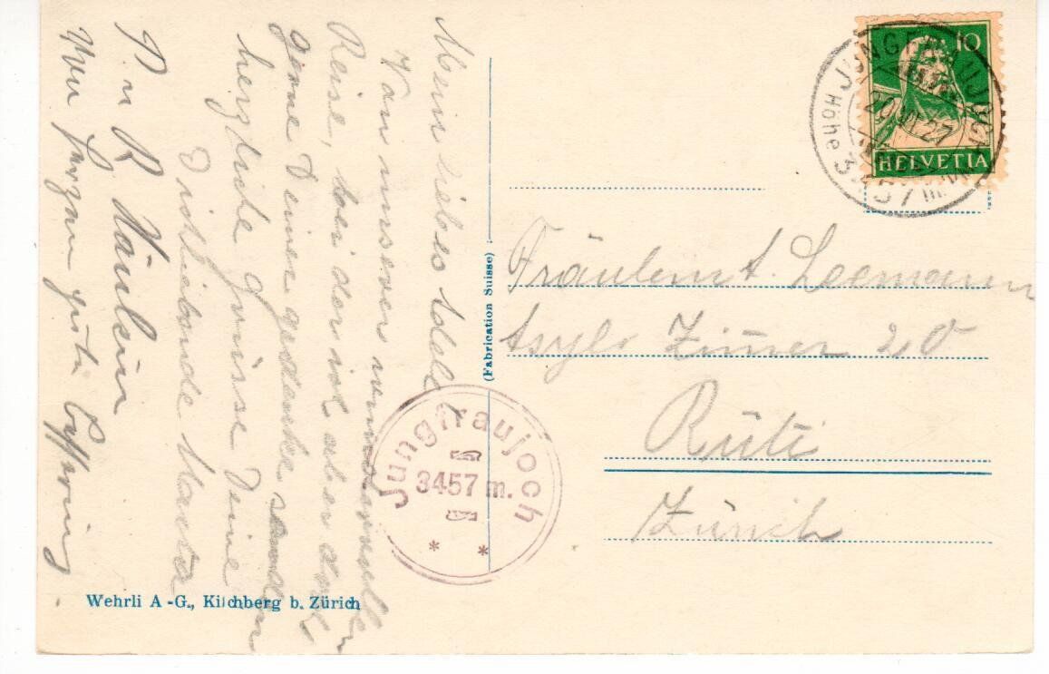 Ansichtskarten: Rottalhorn   1927 – Gebraucht aus Wolhusen von Curver9 1