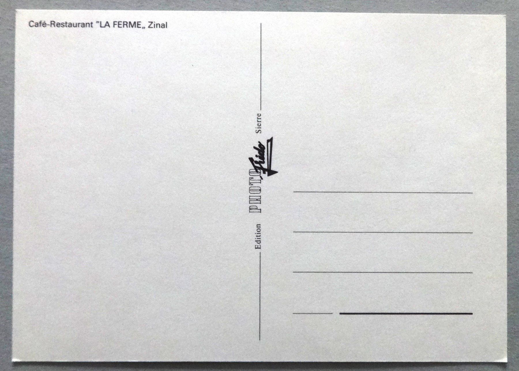 Cartes postales: Restaurant "La Ferme", Zinal – D'occasion à Fétigny par Billy2miny 1