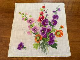 Taschentuch Blumenmuster weiss guter Zustand