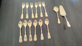 Besteck Set 15 Teile Gold Optik Dessert Kuchen