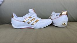 Adidas 3-Comp White & Gold Racing Shoes - New!