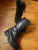 ZIGN, schwarze Lederschnürstiefel 37
