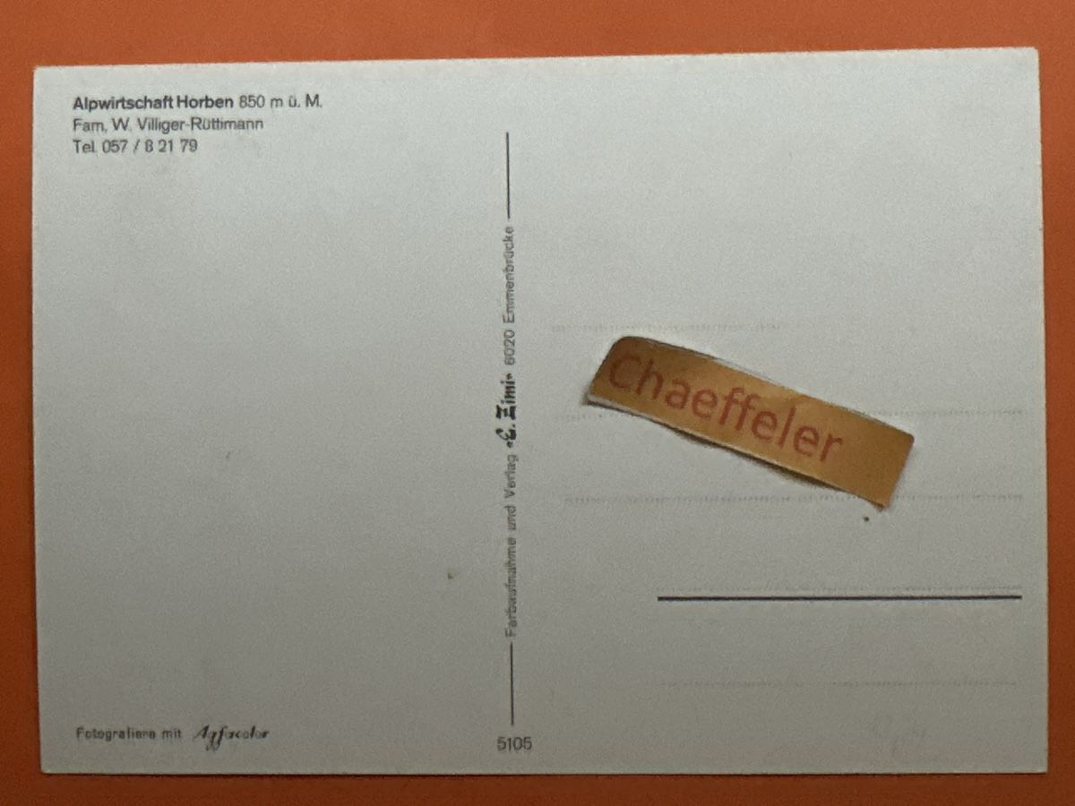 Cartoline postali: Alpwirtschaft Horben. – Usato da Zürich venduto da Chaeffeler 1