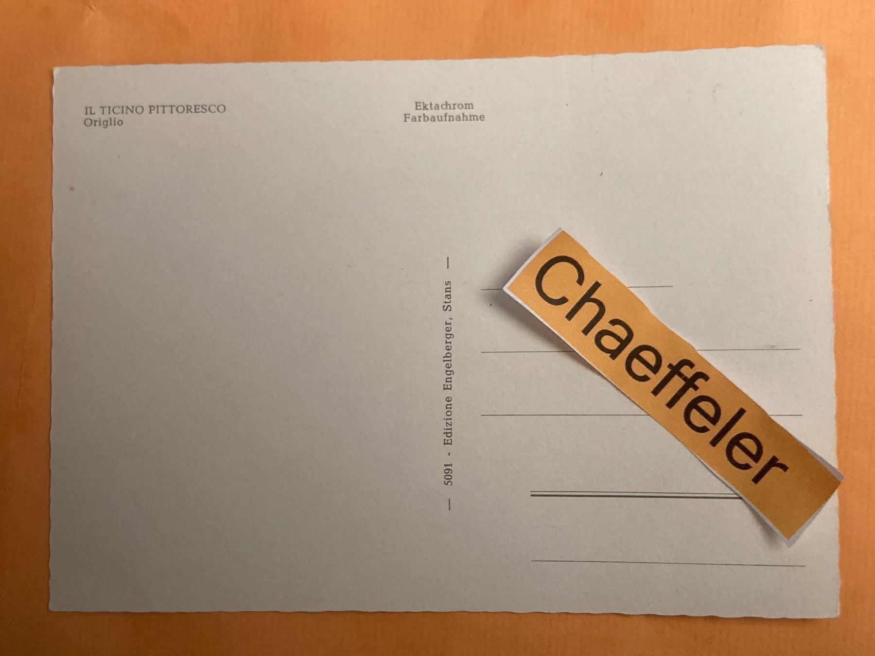 Cartoline postali: Im Ticino Pitteresco.  Origlio – Usato da Zürich venduto da Chaeffeler 1