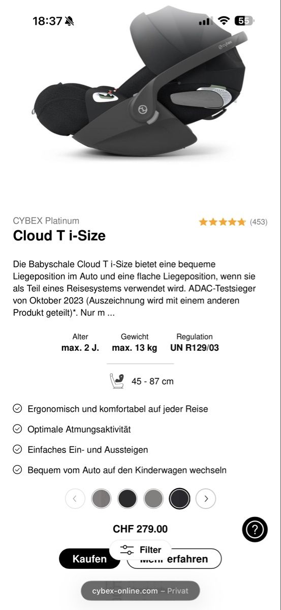 Cybex Auto-Kindersitze: Cybex Babyschale Cloud T i-Size – Gebraucht aus Gossau SG von Arta.ruu 2