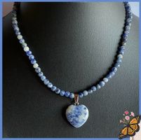 STEINKETTE EDELSTEINKETTE KETTE LAPISLAZULI HERZANHÄNGER