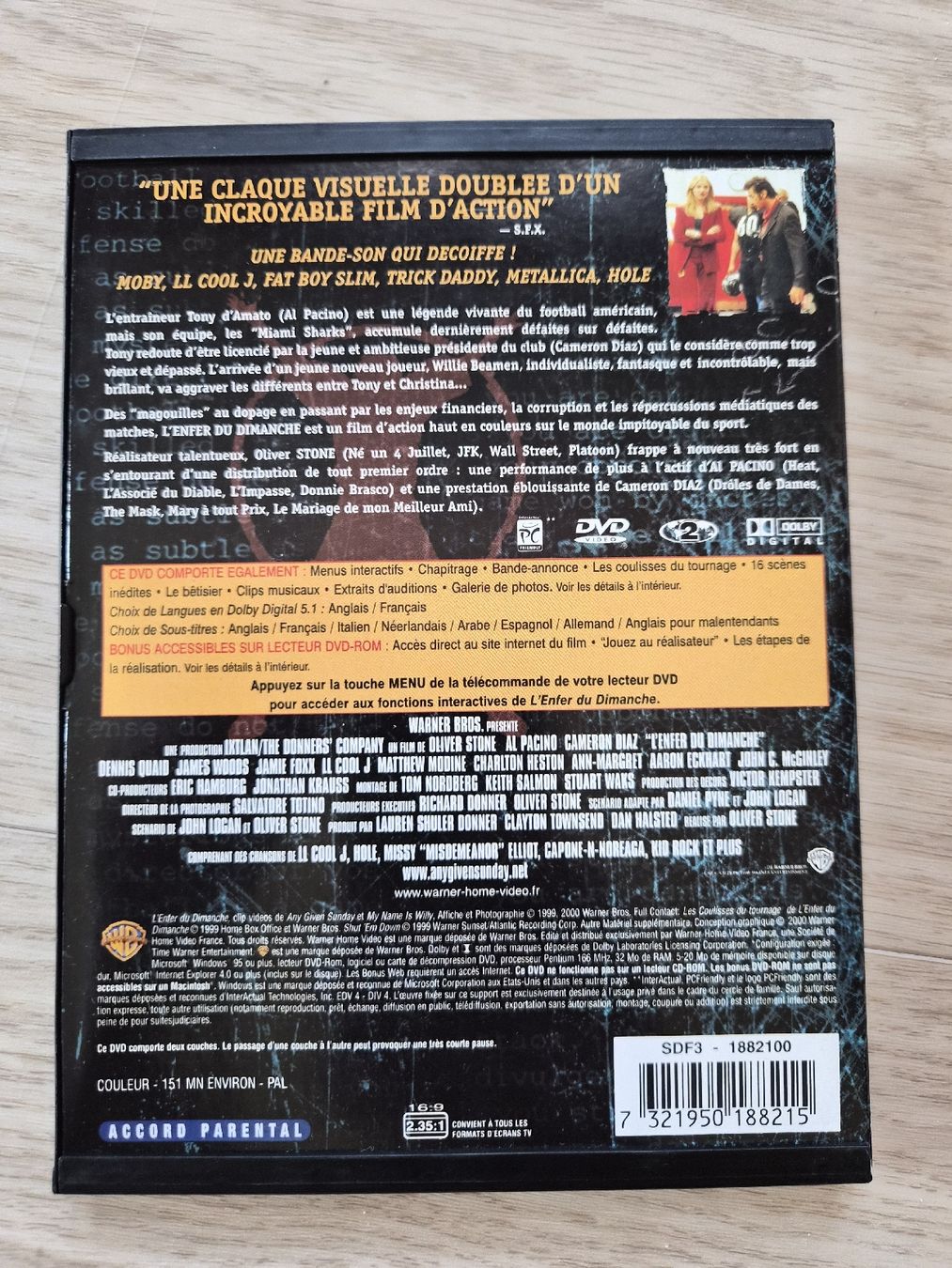 Tutti i DVDs: DVD L'Enfer du Dimanche Oliver Stone Version inédite  – Usato da La Joux FR venduto da car_ck96 2