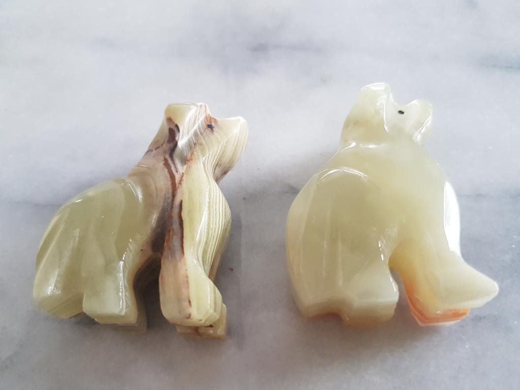 Statuette: Deux petits chiens en onyx vert marbré – Nuovo (secondo la descrizione) da Courtepin venduto da Fin_dj7p 1