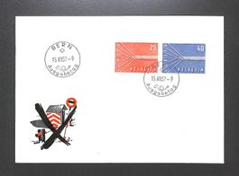 1957 FDC EUROPA Ersttagsbrief "DEUTSCH" illustriert ohne Adr