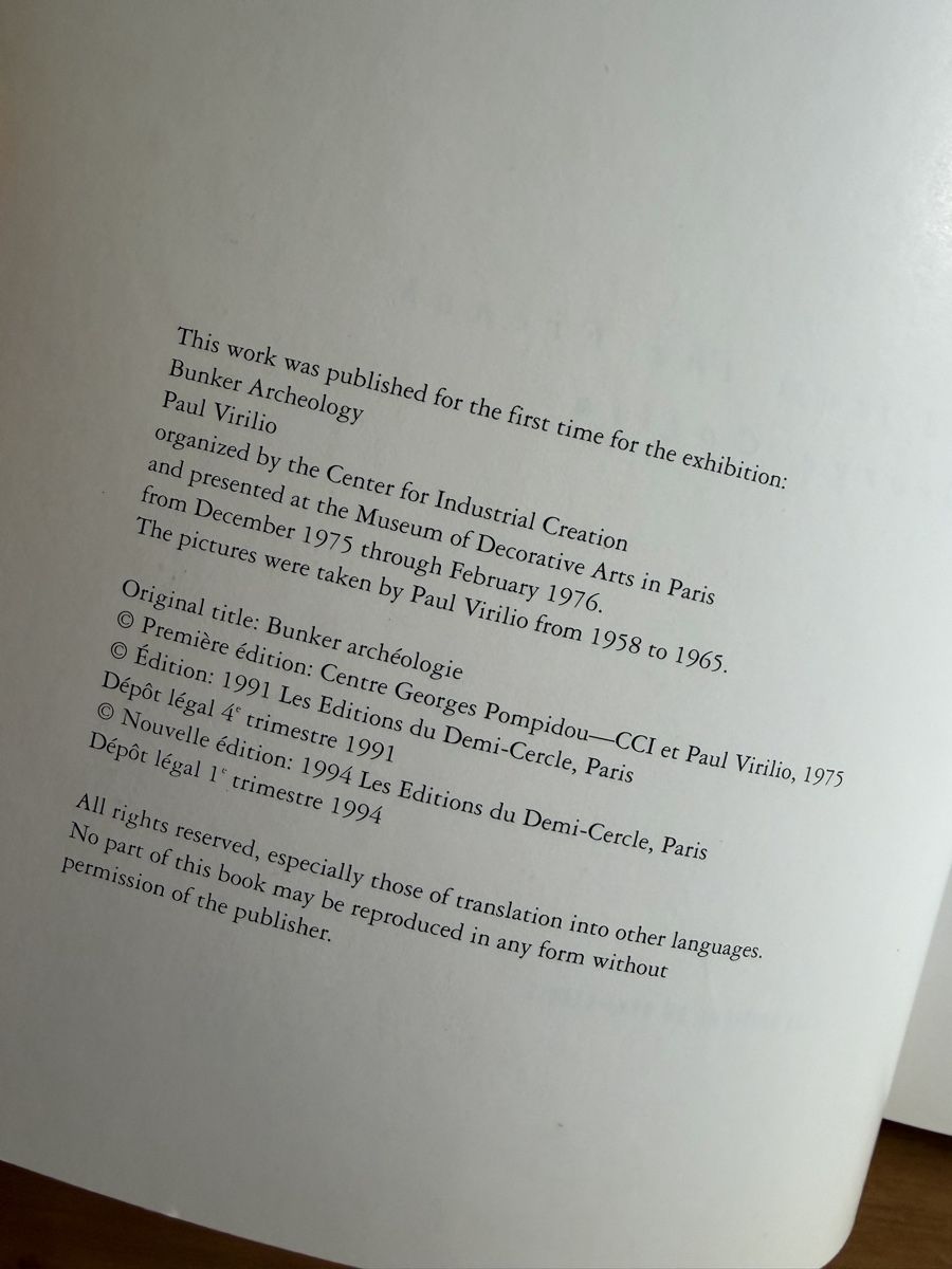 Libri: Bunker Archeology - Paul Virilio – Usato da Basel venduto da Konix 5