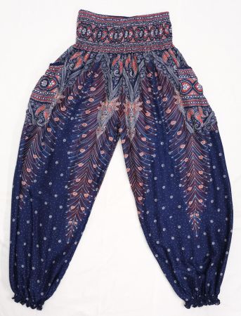 Pumphose Ballonhose Pluderhose Pfauenfeder aus Viskose