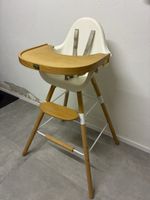 Chaise haute Childhome, bois, 3 hauteurs, plateau, harnais