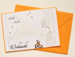Weihnachtskarte Winterdorf orange