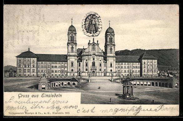 Cartoline postali: Einsiedeln, Benediktinerkloster mit Basi – Usato da Berlin venduto da bartko-reher