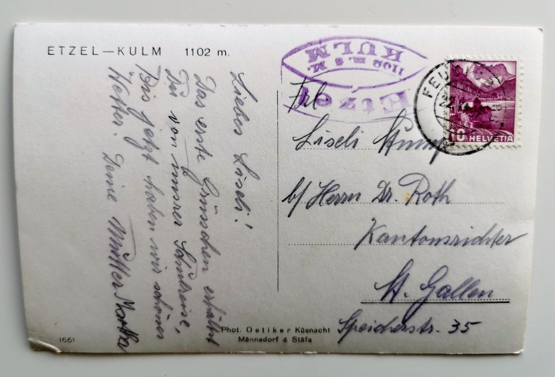 Cartoline postali: Etzel Kulm – Usato da Lichtensteig venduto da chlepfshit 2