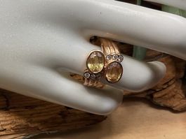 Vintagestil Saphirring in vergoldetem Sterlings. Gr.55