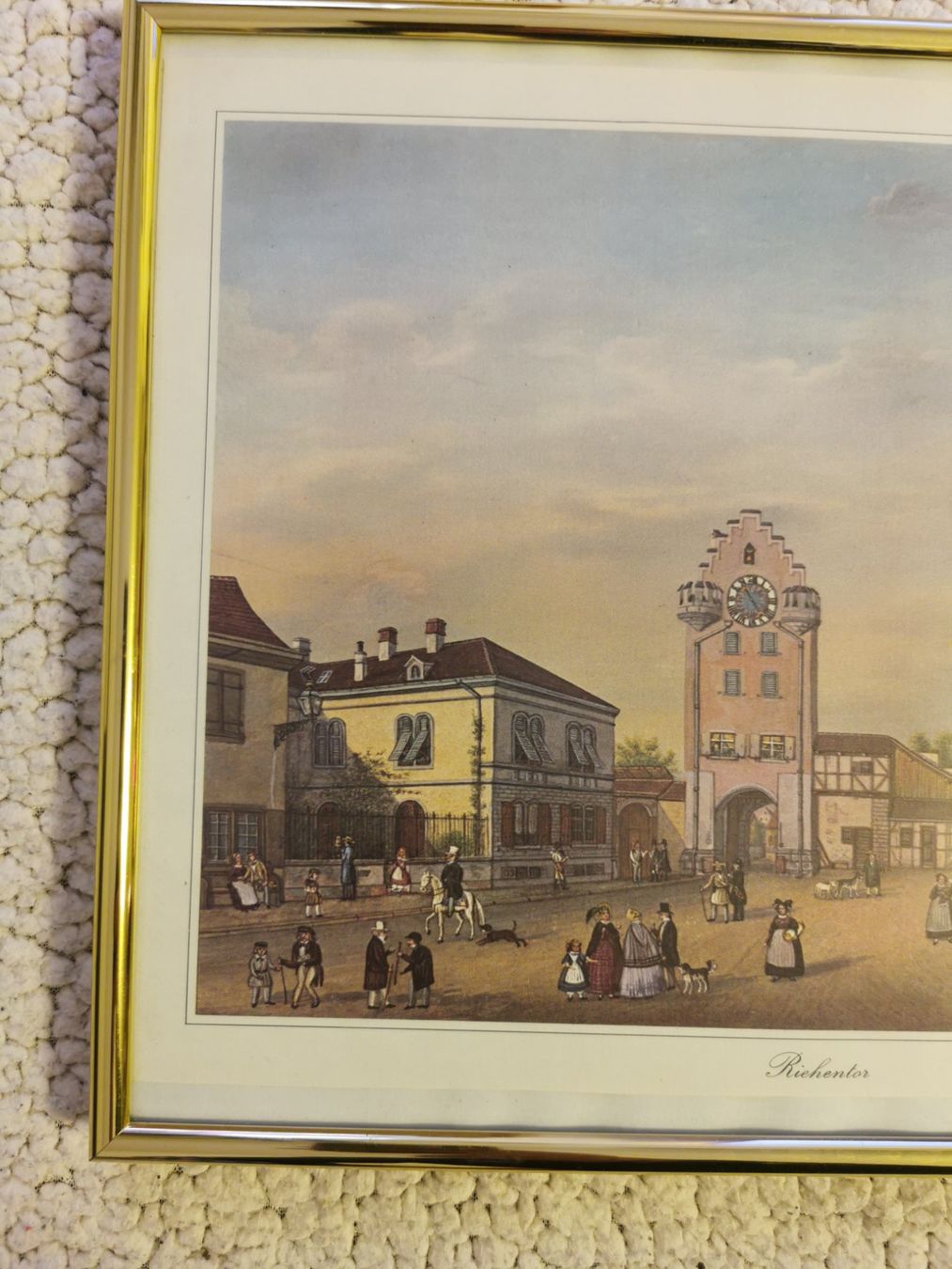 Grafica & Litografie: Alte Lithographie "Richendorfer Stadttor Basel" gerahmt – Usato da Basel venduto da adler024 2