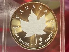 RARE Maple Leaf Silver 2023 White & Golden 1oz