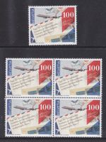 2016 Viererblock+Einzelmarke  Aerophilatelie ** Postfrisch