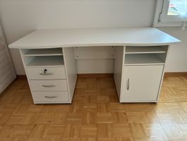 Schreibtisch weiss 150cm mit Schubladen