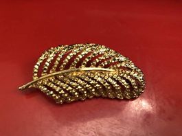 Golden Brosche (Blatt) 5.5x2.5 cm