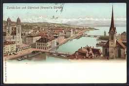 Litho Zürich, Ortsansicht mit Zürichse