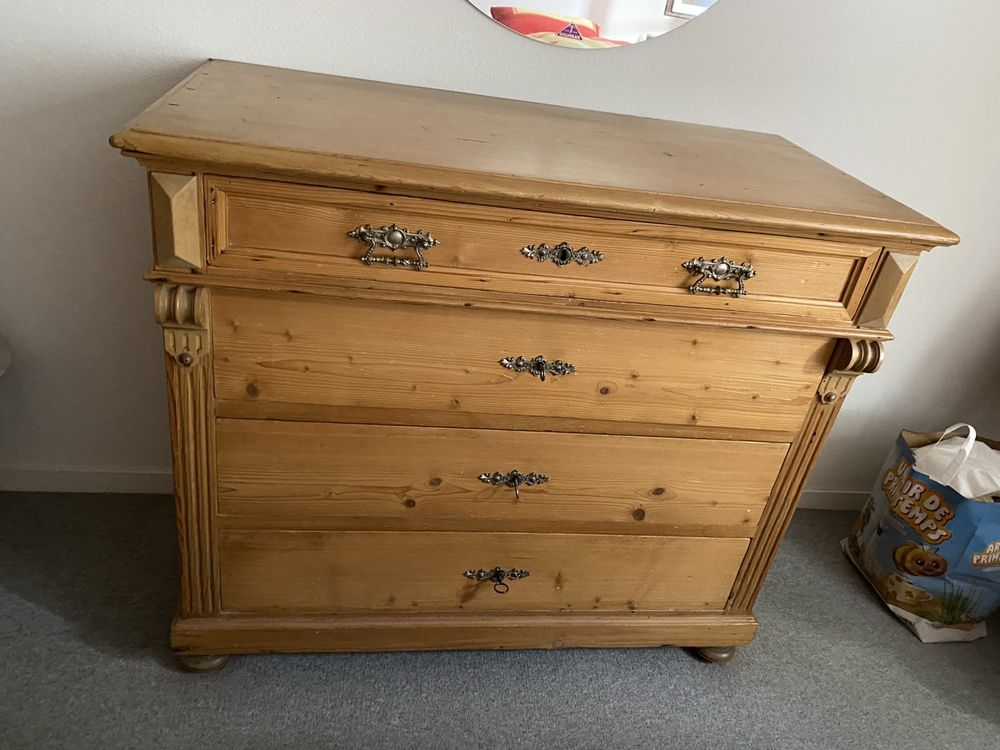 Antike Kommode, Kiefer massiv, 4 Schubladen, Vintage Look (Gebraucht ...