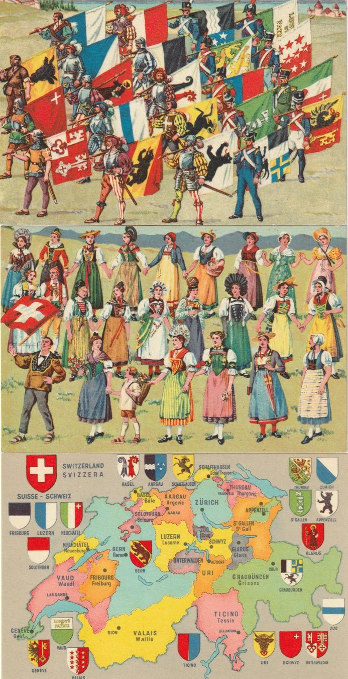 Cartoline postali: 3 Ak Kantone der Schweiz – Usato da Rorschacherberg venduto da fratovi2