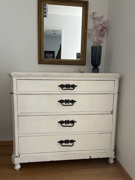 Shabby Chic Kommode weiss Vintage Landhaus 4 Schubladen (Gebraucht) in ...