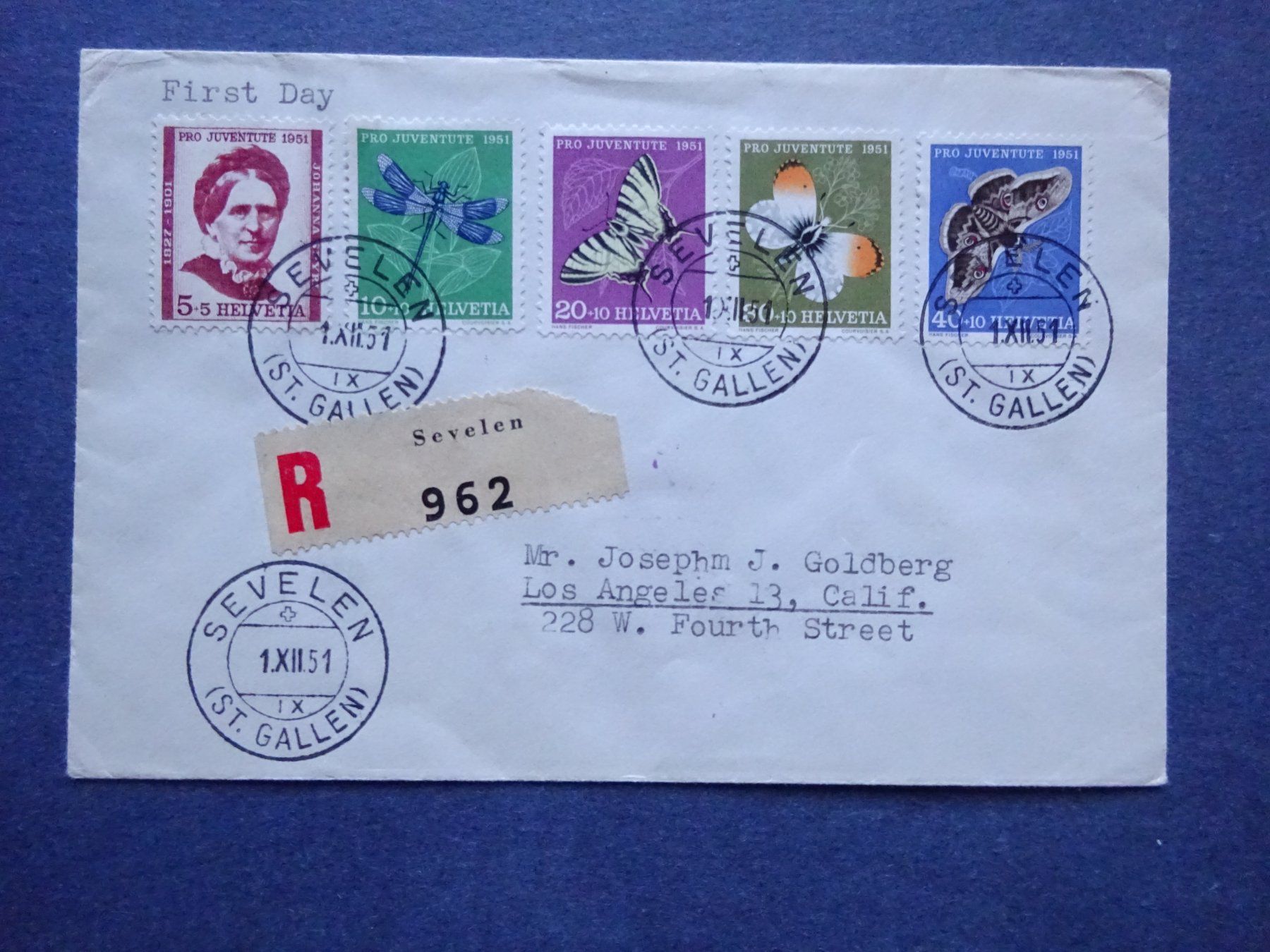 Tutti i francobolli: 1951 Pro Juventute FDC ET-SEVELEN – Usato da Appenzell-Steinegg venduto da adi1975