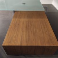 Klubtisch drehbar Nussbaum/Glas