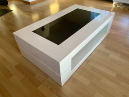 Salontisch weiss mit Glasplatte