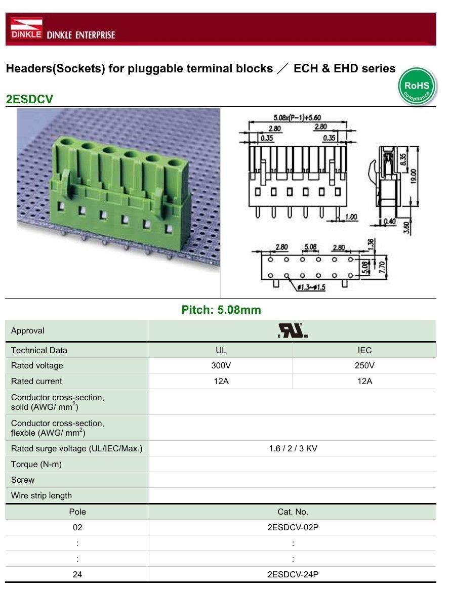 Componenti elettronici: DINKLE Leiterplatten-Anschlussstecker 2ESDCV-06P 1 STÜCK – Nuovo (secondo la descrizione) da Eggenwil venduto da wydl