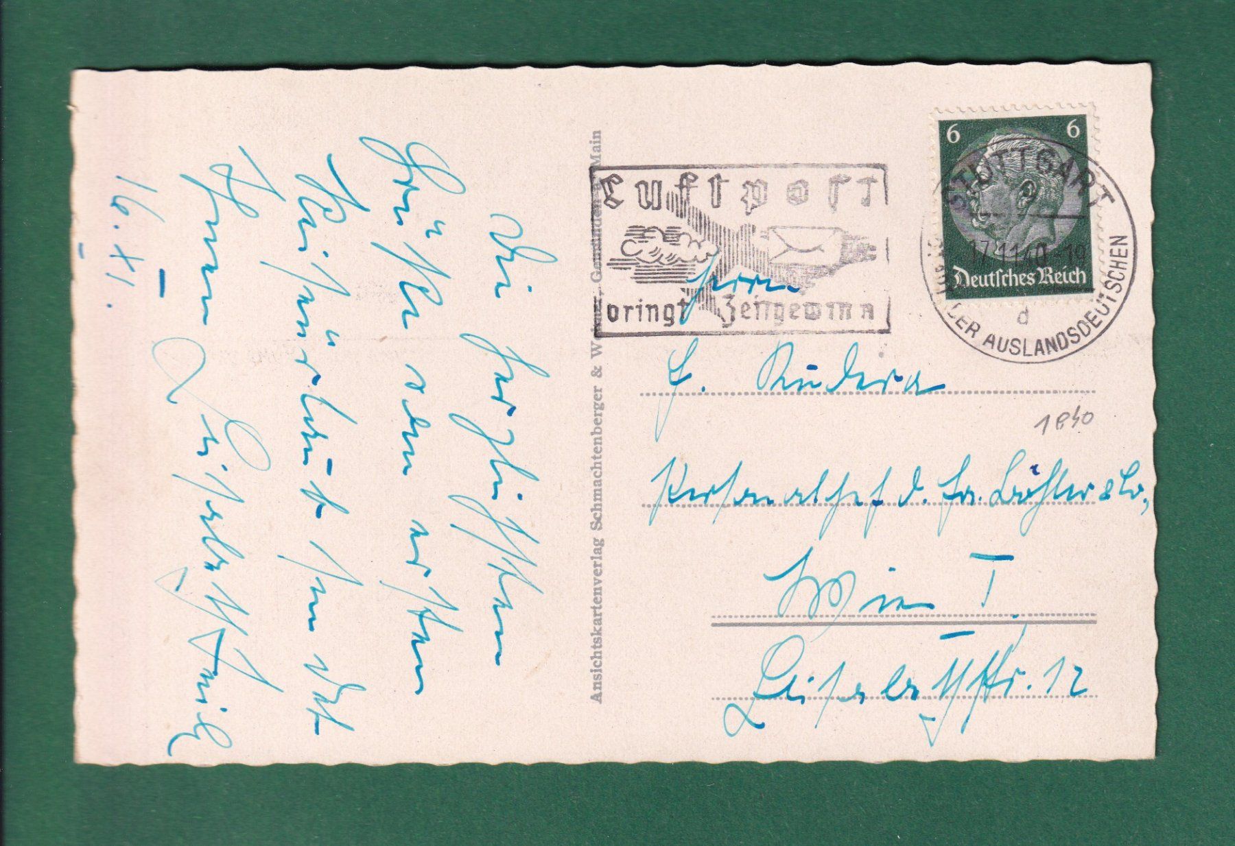 Cartoline postali: STUTTGART - Schlossplatz - Brunnen - 1940 – Usato da Pully venduto da nicecards-shop 1