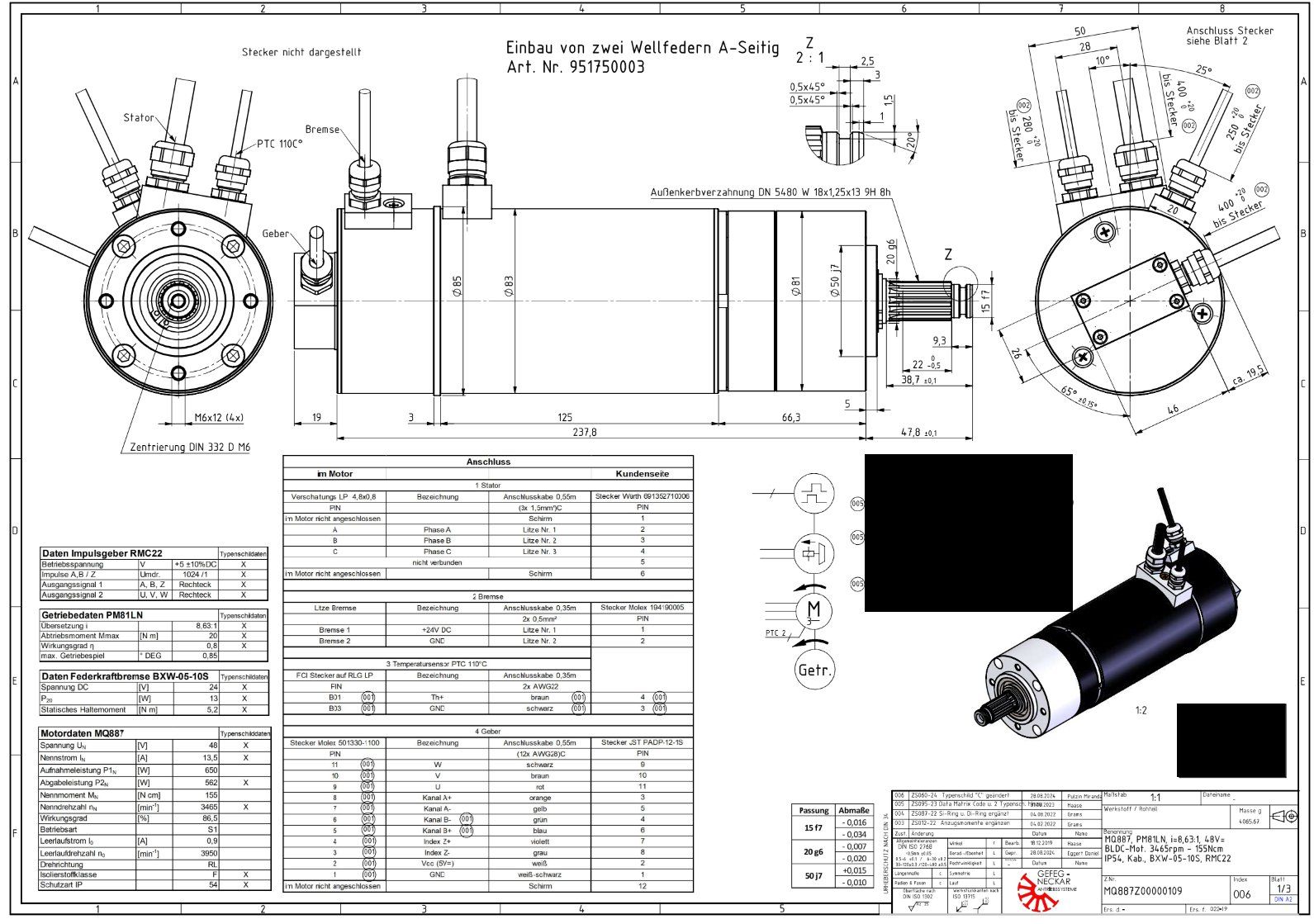 Motori: Gefeg BLDC-Getriebemotor 48V i=8,63 Bremse+Encoder – Nuovo e nell'imballaggio originale da Winterthur venduto da Beni3141 2