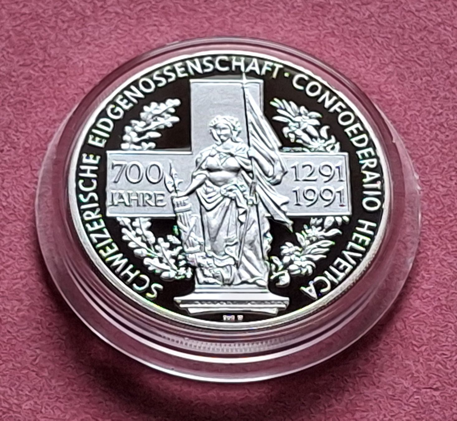 Medaillen: SCHWUR 1991 - 1 OZ FEINSILBER – Gebraucht aus Boniswil von dpd4coins