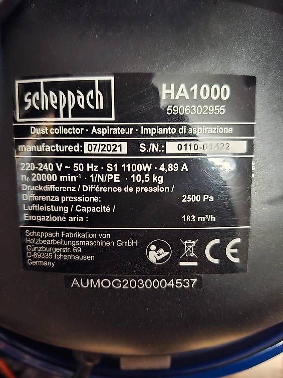 Scheppach Toutes les machines: Absauganlage Scheppach HA1000 – D'occasion à Gettnau par Honda77 2