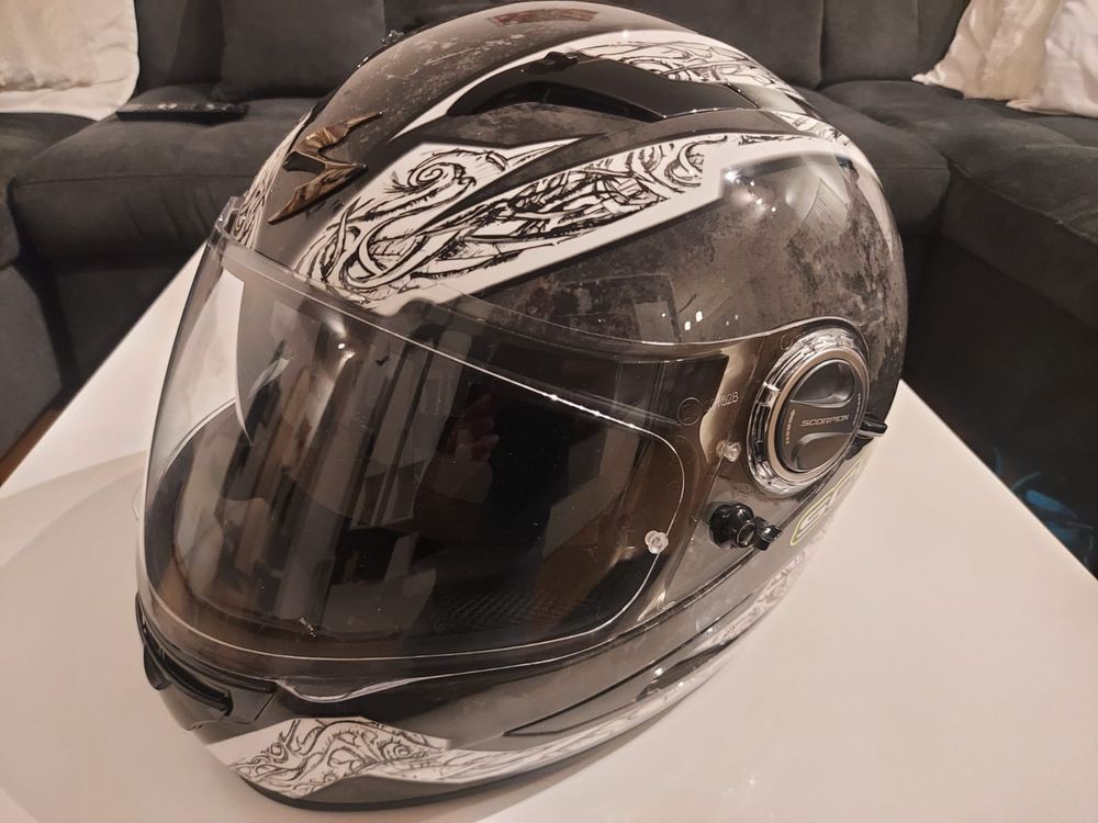 Casques & visières: Marmormustert Scorpion Exo Helm, Grösse M (58) – Neuf (Voir description) à Naters par Bolo