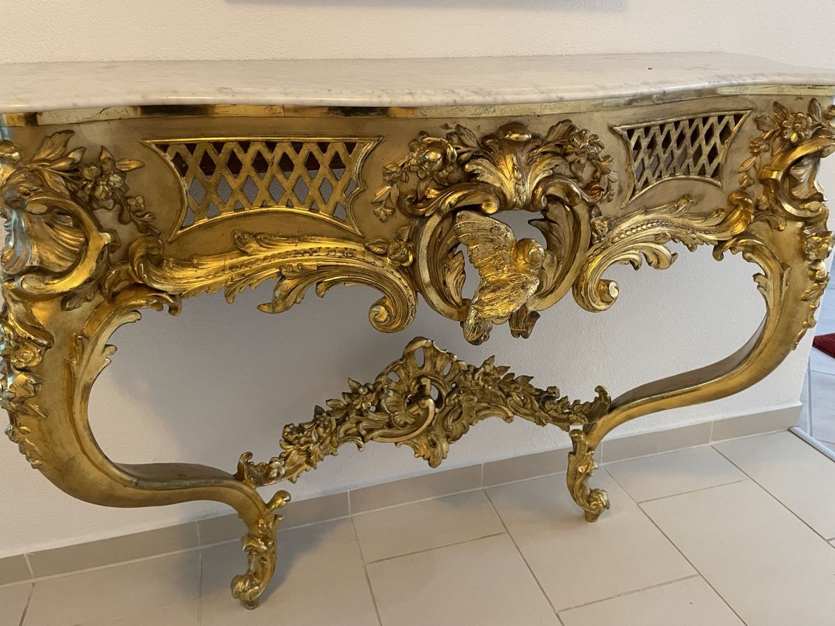 Console: Konsolentisch, Neobarock, restauriert, Echtes Gold, 1880 – Usato da Lindau venduto da Gybsi0 2