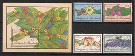 Antigua Barbuda 4 Werte + Block Blumen ** 25.8.1986